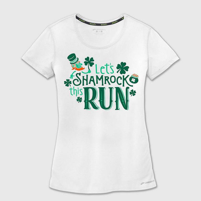 Camiseta De Corrida Manga Curta Brooks Pacesetter Feminino Brasil - Branco (36159AMHL)